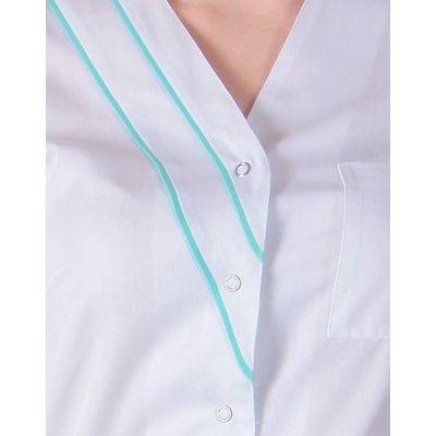 TDX Halena dámská propínací ANNA, BA/PES, VS168, bílá/mentolová - Dámská zdravotnická halena ANNA - detail