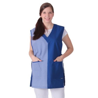 TDX Zástěra dámská přes hlavu VĚRA, BA, VS168, středně modrá/středně modrá kostka