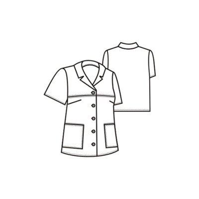 TDX Halena dámská propínací, BA, krátký rukáv, bílá/červený proužek - Dámská halena 1208 - nákres