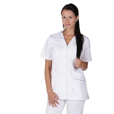 TDX Halena dámská propínací LÝDIE, BA/PES, VS168, bílá/2světle modré+1středně modrá výpustka