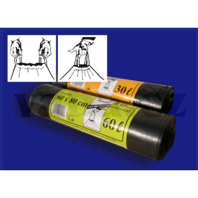 Pytel LDPE, recykl, 50 x 60 cm, ZATAHOVACÍ, 15 ks/role