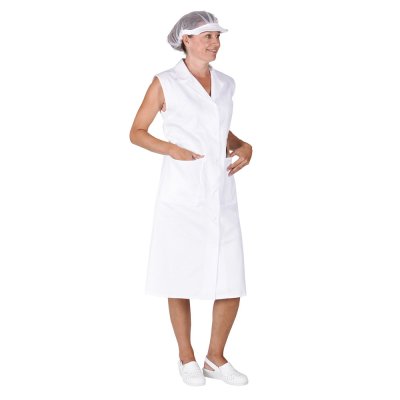 TDX Plášť dámský propínací, BA, bez rukávů, VS170, bílý - Dámský plášť bez rukávů - bílý