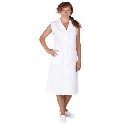 TDX Plášť dámský propínací, BA, bez rukávů, VS170, bílý - Dámský plášť bez rukávů - bílý