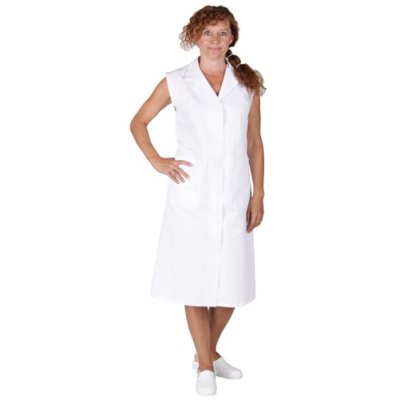 TDX Plášť dámský propínací, BA, bez rukávů, VS170, bílý