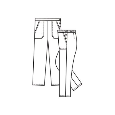 TDX Kalhoty dámské PAVLA,  BA, v pase zápinky, VS168, bílé - Dámské kalhoty PAVLA - nákres
