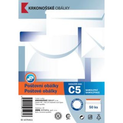 Obálka C5 samolepící, 50 ks, 162x229 mm