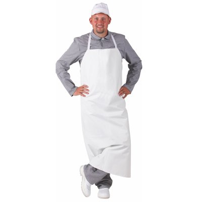 TDX Zástěra s laclem, 88x120cm, pogumovaná, VS182, bílá - Pánská zástěra s laclem, bílá