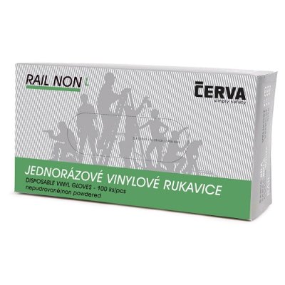 Červa, Rukavice jednorázové, vinylové,  RAIL NON, nepudrované, 100 ks, vel. 10/XL