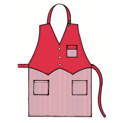 TDX Zástěra s laclem, BA, VS182, červenobílý proužek/červená