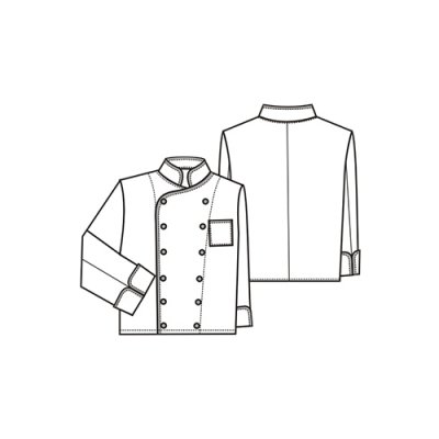 TDX Rondon pánský dvouřadý, BA, dlouhý rukáv, VS182, černý/červený lem - Pánský kuchařský rondon 0415 - nákres