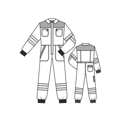 TDX Kombinéza pánská, BA, reflexní pruhy, VS182, středně modrá/oranžová - Pánská kombinéza 8734 - nákres