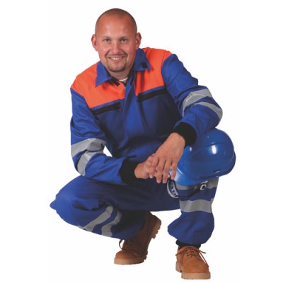 TDX Kombinéza pánská, BA, reflexní pruhy, VS182, středně modrá/oranžová - Pánská kombinéza 8734 - středně modrá
