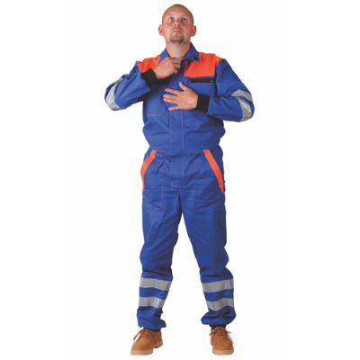 TDX Kombinéza pánská, BA, reflexní pruhy, VS182, středně modrá/oranžová - Pánská kombinéza 8734 - středně modrá