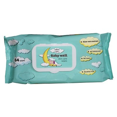 Well Done, vlhčené ubrousky Baby well, 72 ks, modrá Aloe vera