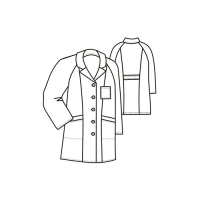 TDX, Dámský plášť MONIKA, VS168, 200g/m2, bílý - Dámský plášť MONIKA - nákres.