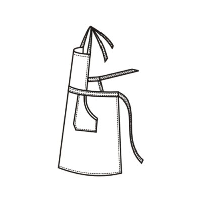 TDX Zástěra dámská s laclem, VS170, bílá - Dámská zástěra 0067 - nákres