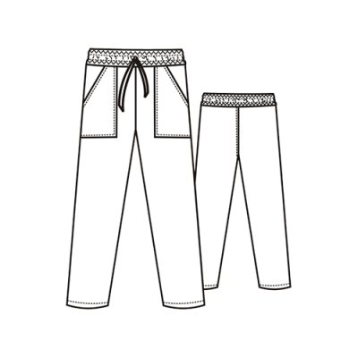 TDX Kalhoty unisex do pasu, BA/PES, VS182/168, černobílý proužek - Unisexové kalhoty 2506 - nákres