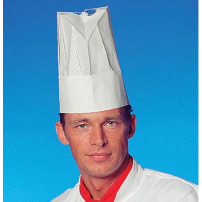 Kuchařská čepice vysoká papírová bílá, 10 ks