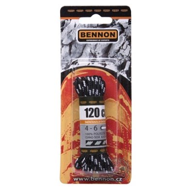 Bennon, Šněrovadla kulatá balená, černo - šedá, 120 cm