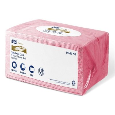 Utěrka průmysl TORK premium, 38x30 cm, 40 ks, červená DOPRODEJ poslední kusy