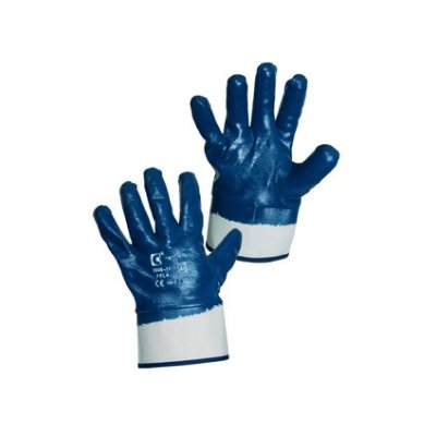 CS, Rukavice PELA, bavlněné, polom. v modrém nitrilu, vel.10