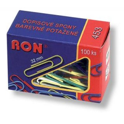 Spony dopisové oblé, 32mm/100ks, plastové barevné