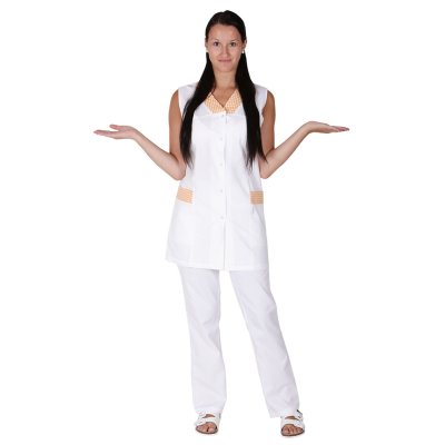 TDX, Dámská halena VILMA, VS168, bílá/oranžová kostička, vel.34-56 DOPRODEJ - Dámská zdravotnická halena VILMA - bílá