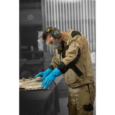 Delta, Rukavice latexové na bavlněném podkladu - délka 30cm, modrá