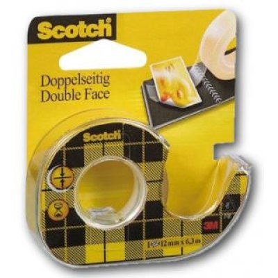 Lepicí páska oboustranná SCOTCH 12 mm x 6,3 m čirá s odvíječem