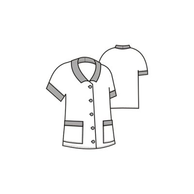 TDX Halena dámská propínací, BA, černobílý potisk/červené kočky - Dámská halena 0289 - nákres