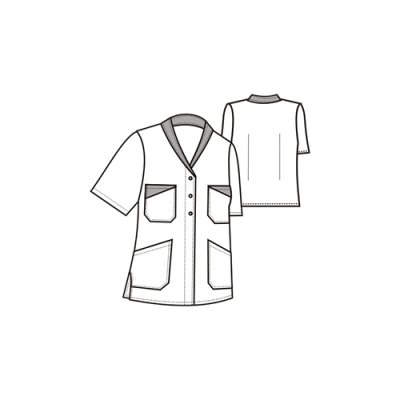 TDX Halena dámská propínací MARKÉTA, BA/PES, VS168, bílá/zelený proužek - Halena dámská MARKÉTA - nákres