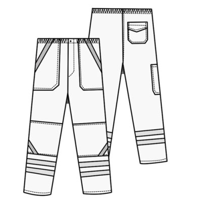 TDX Kalhoty pánské reflexní na tkanici, BA, VS182, středně modré/tmavě modrá/bílá výpustka