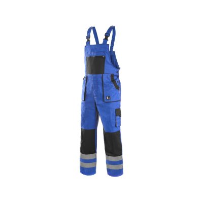 CS, Kalhoty pánské, s laclem, LUXY BRIGHT, reflex. pruhy, modro - černé, vel. 46 - 64