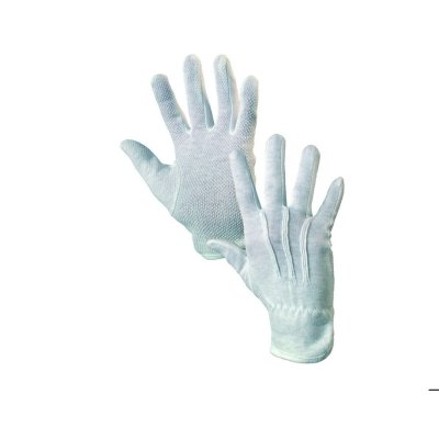 CS, Rukavice textilní, MAWA,  s PVC terčíky, bílé , vel. 10