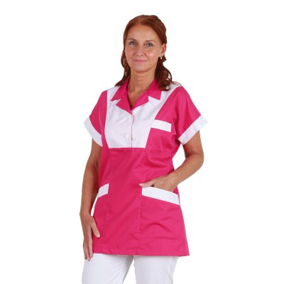 TDX Halena dámská přes hlavu LIBUŠE, BA/PES, kimono rukáv, VS168, bílá/tmavě růžová - Dámská halena - růžová