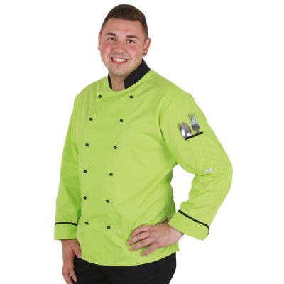 Rondon pán. dvouřadý, dl.rukáv, 3400 DUŠAN, rond.knoflíky, BA/PES 165,VS 182, zel. limetka/černá vý - Pánský rondon DUŠAN - limetkový