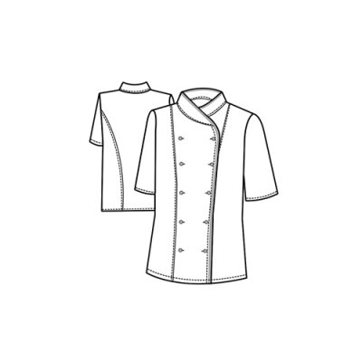 TDX Rondon dámský dvouřadý, BA/PES, krátky rukáv, VS170, tmavě růžový/černá výpustka