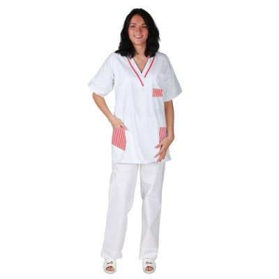 TDX Halena dámská přes hlavu, BA , VS170, bílá /červený proužek