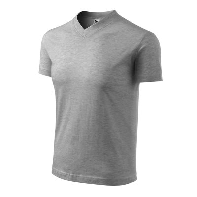 Tričko unisex V-neck 102 - S-XXL, tmavě šedý melír