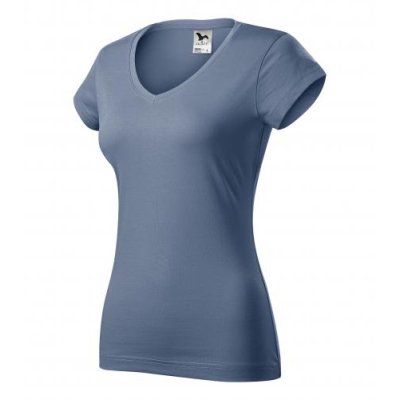 Tričko dámské Fit v-neck 162 - XS-XXL, denim