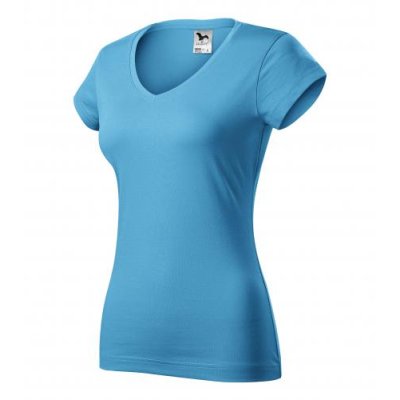 Tričko dámské Fit v-neck 162 - XS-XXL, tyrkysová