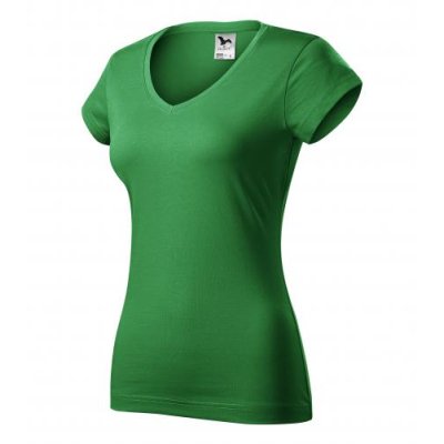 Tričko dámské Fit v-neck 162 - XS-XXL, středně zelená