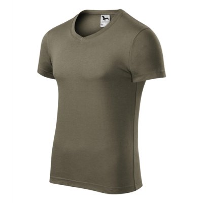 Tričko pánské Slim fit v-neck 146 - S-XXL, army