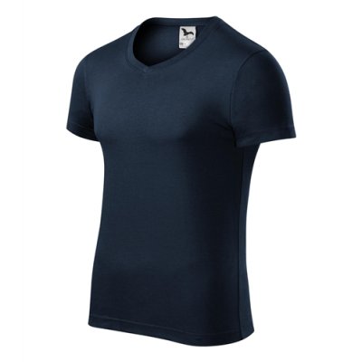 Tričko pánské Slim fit v-neck 146 - S-XXL, námořní modrá