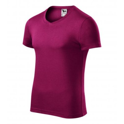 Tričko pánské Slim fit v-neck 146 - S-XXL, fuchsia red