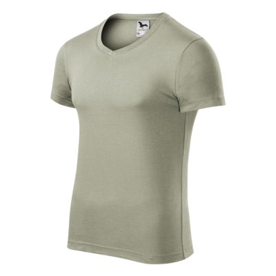 Tričko pánské Slim fit v-neck 146 - 3 XL, světlá khaki