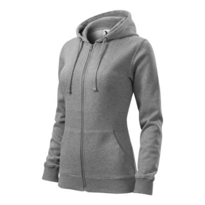 Mikina dámská Trendy zipper 411 - XS-XXL, tmavě šedý melír