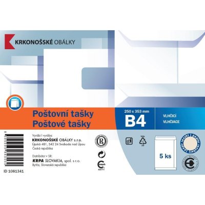 Poštovní taška B4 bílá rec. 250 x 353, 5 ks/bal.