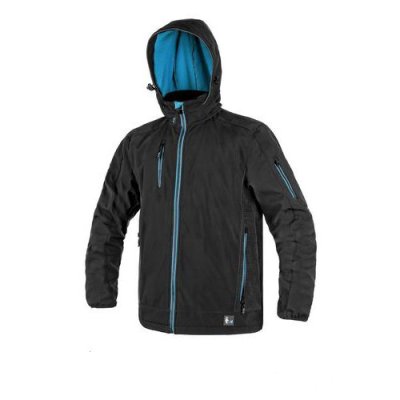 CS, Bunda pánská, softshellová, DURHAM, černo - modrá, vel. XS - 4XL