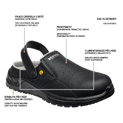 Bennon, Obuv nazouvák, BLACK OB ESD SLIPPER, černý, vel. 36 - 48 - 0694010460_detail.png